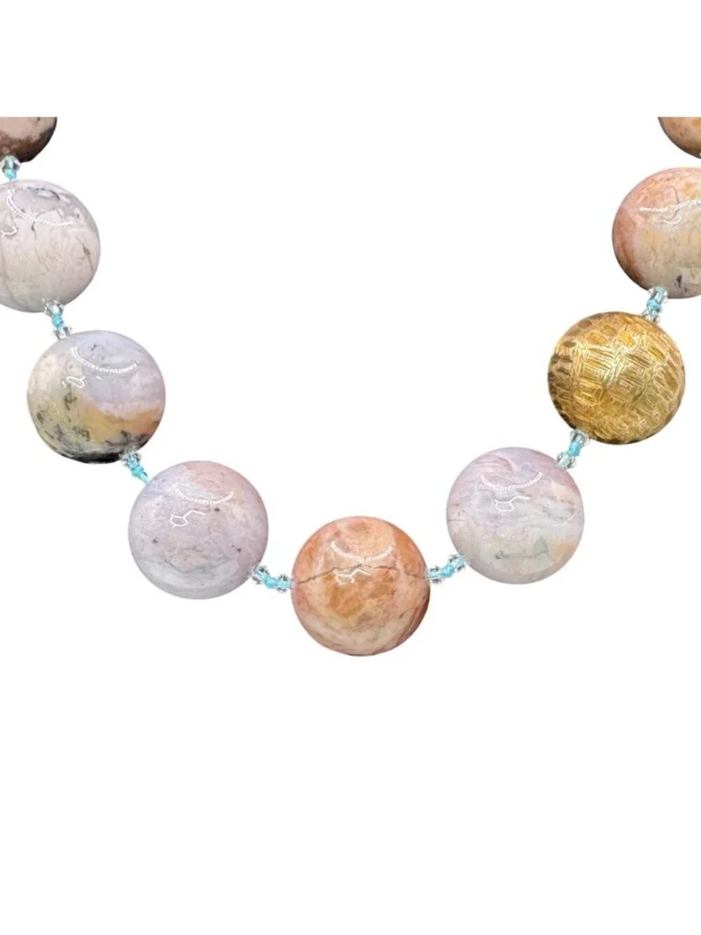 Vintage St John Glass Beaded Necklace Mixed Earth Tones18" Pastel Statement RARE - Picture 2 of 12